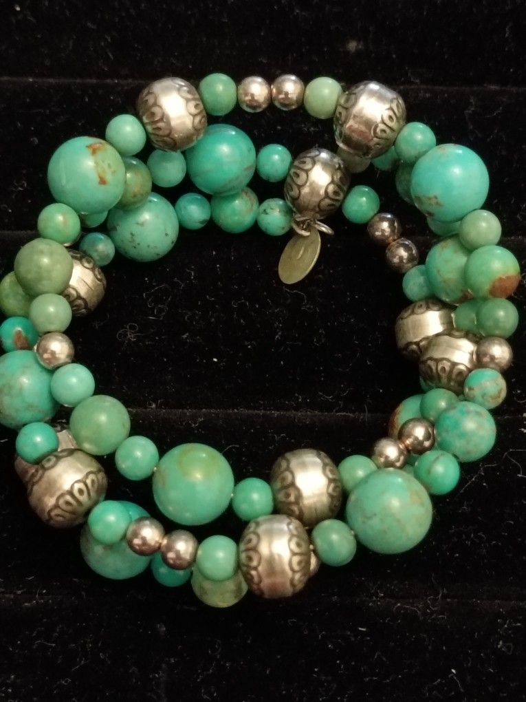 Carolyn Pollack Relios Turquoise Sterling Silver Coil Bracelet