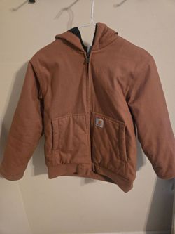 Carhartt Kids Hooded Canvas Active Jacket - Youth Medium (10-12) - Brown