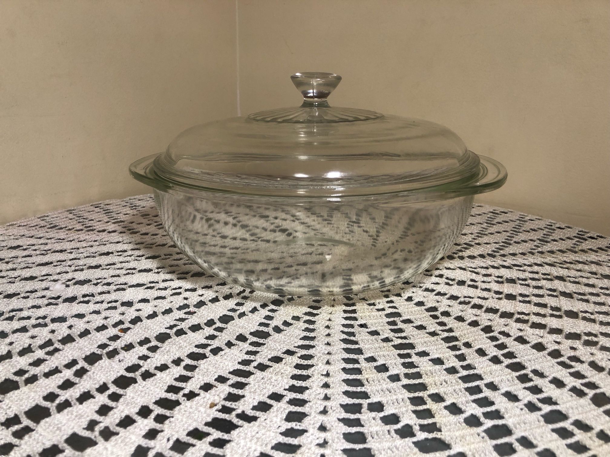Vintage Pyrex Clear Glass Casserole Dish Bowl #024 with Dome Lid 2 Qt