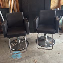 Dark Brown Leather Salon Chairs 