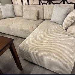 Soft Cord Fabric 113” Sectional Sofa Couch