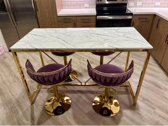 Modern Velvet Swivel Bar Stool – Good Condition