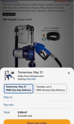 12V Fuel Transfer Pump 15 GPM, Diesel Transfer Pump 12 Volt with Auto Shut Off Nozzle, Hose & Filter