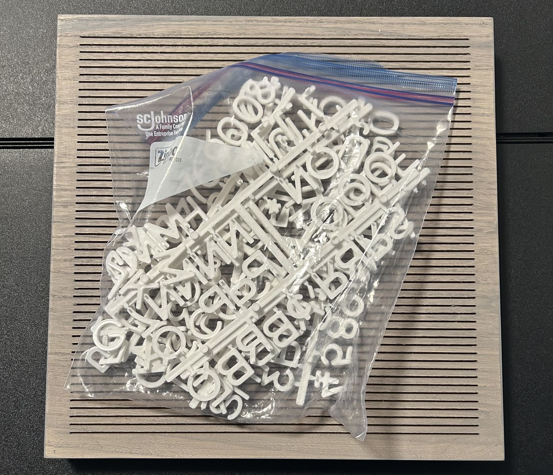 Wood Slat Letter Board + Bag of Letters — $5