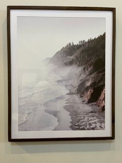 Foggy Coastal Beach Art Framed Print