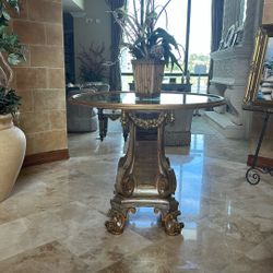 Gold Foil Mirror Round Foyer Table
