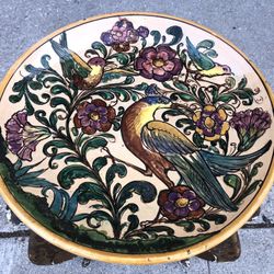 Large Ceramic Platter Hand Painted In Italy Signed By Artist  