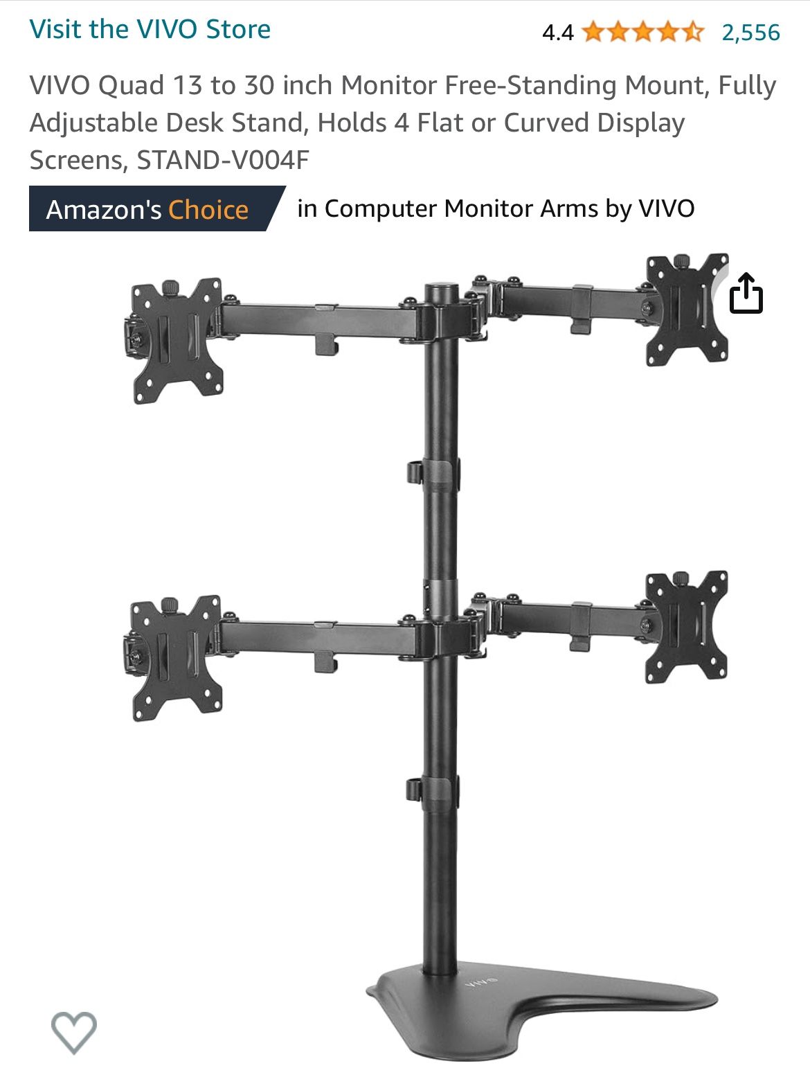 VIVO Quad 13 to 30 inch Monitor Free-Standing Mount