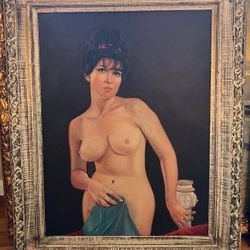 BEAUTIFUL FRAMED VINTAGE NUDE PORTRAIT SIGNED PAINTING 
