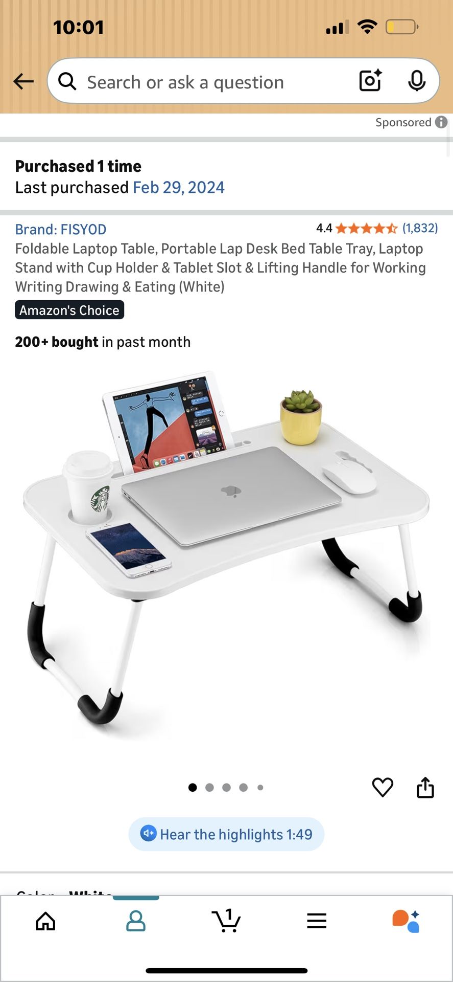 Foldable laptop table