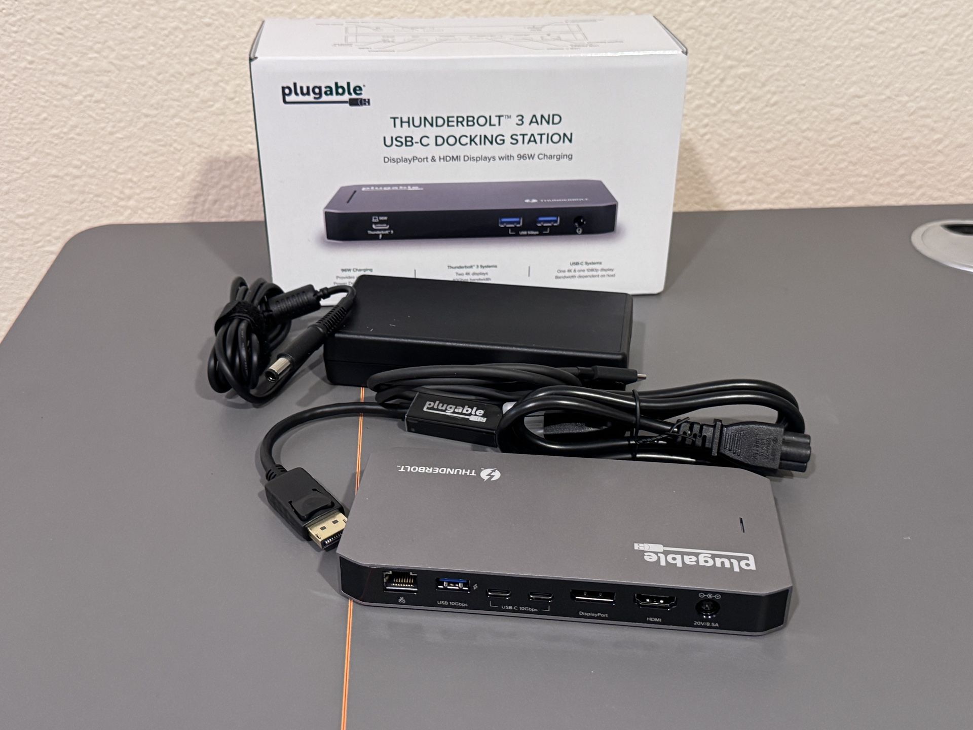 Brand New Plugable Thunderbolt Dock, 40Gbps with 100W Laptop Charging, Compatible with macOS, Windows, Dual HDMI Docking Station with DisplayPort - Du