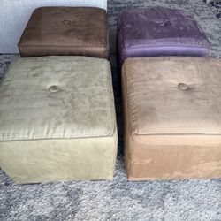 set of 4 cube-style ottomans,  *D19x19”