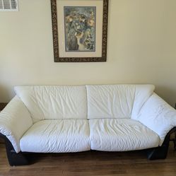 Elegant Italian White Leather Sofa