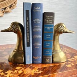 Pair of Vintage Mid Century Brass Duck Bookends/Paper Weights 