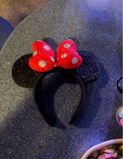 Red Rhinestone Minnie Mouse Ears Headband