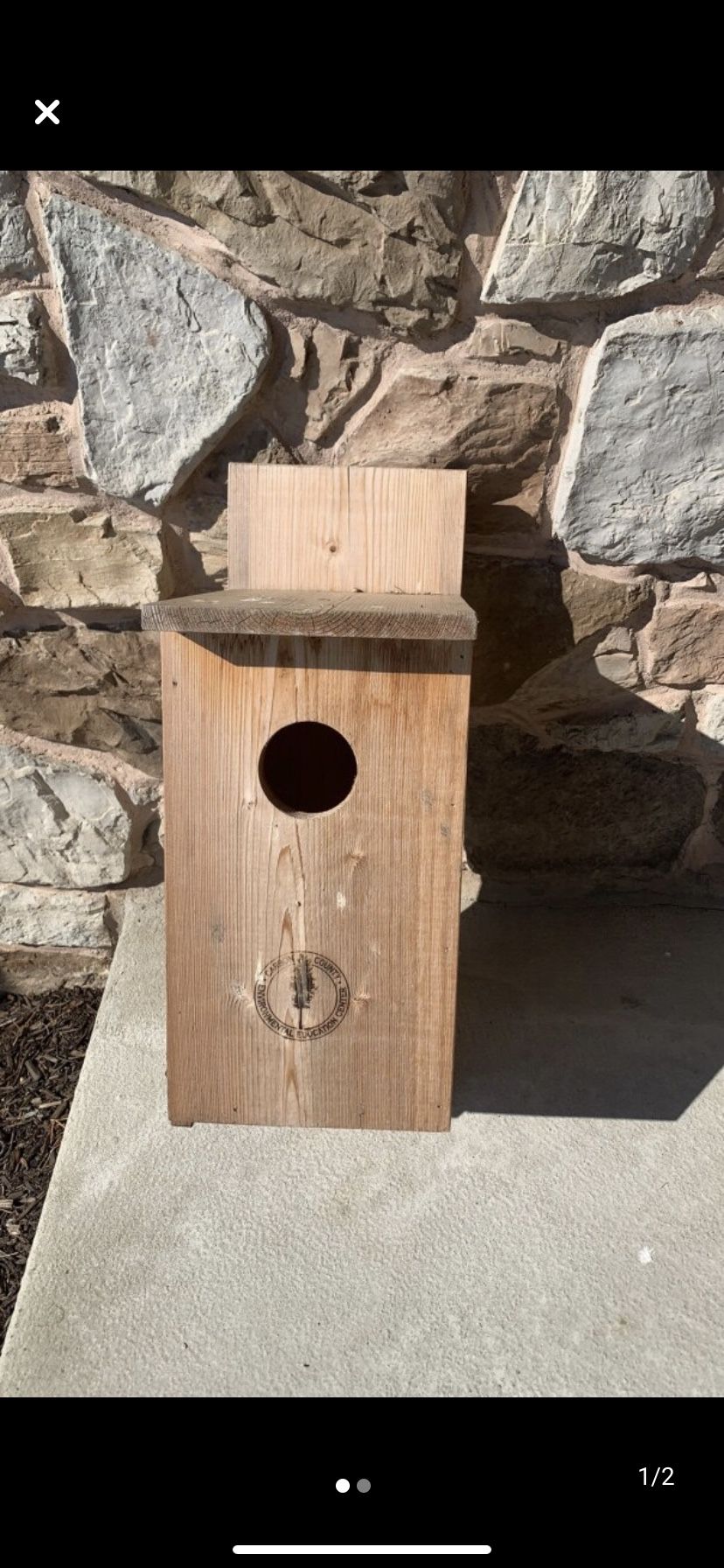 Screech owl house never used 3” hole 16”x9”x10”box