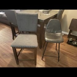 Table $400 OBO, Cash only. Tall Dining table marble/stone top, seats upto 8 with chairs and bench. No delivery, pick up in Hubbard,OR