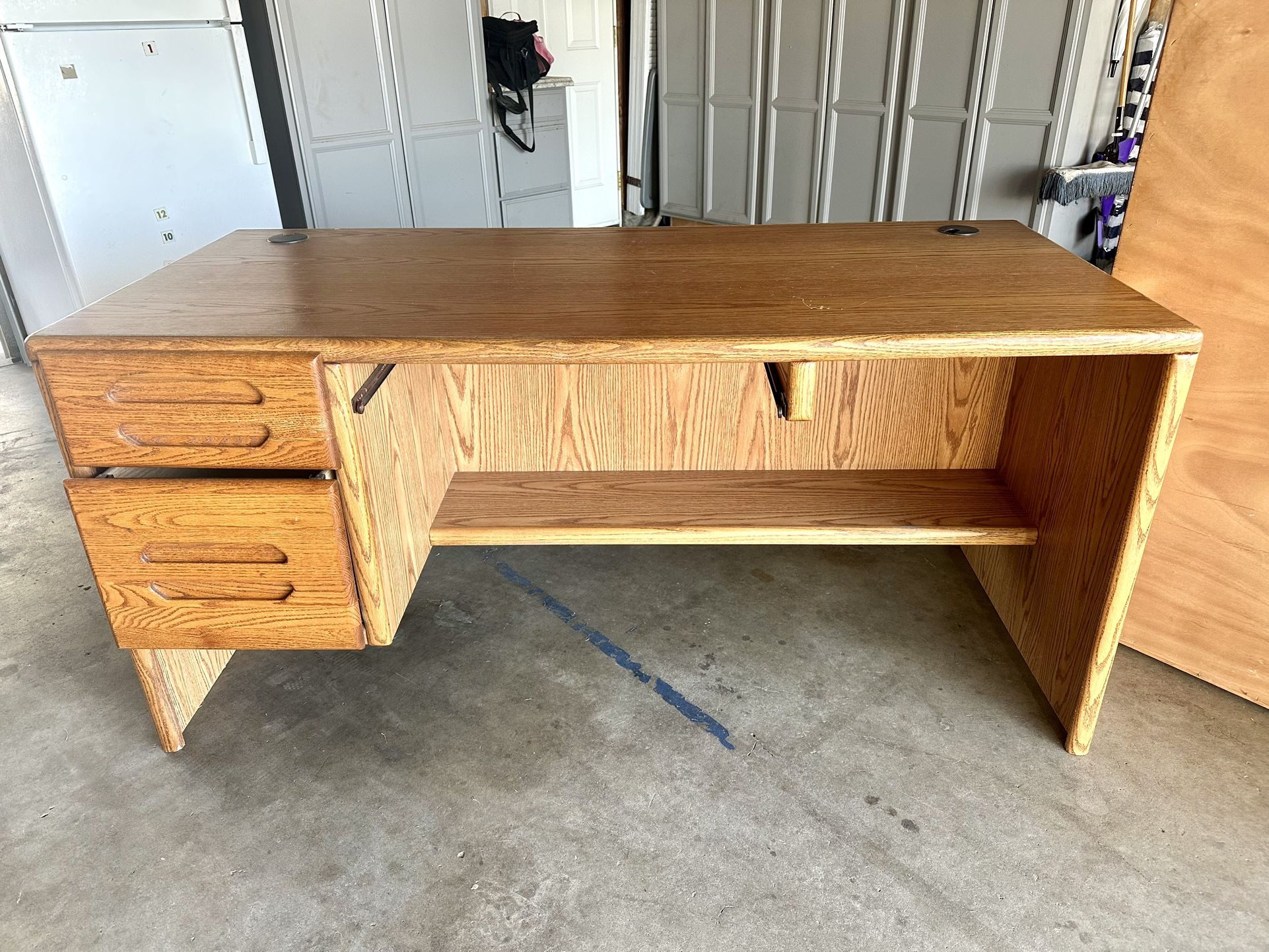 solid wood office desk with two drawers