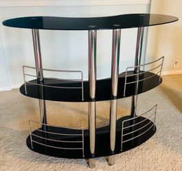 Black Glass Bar / Serving Cart / Display Shelf -70