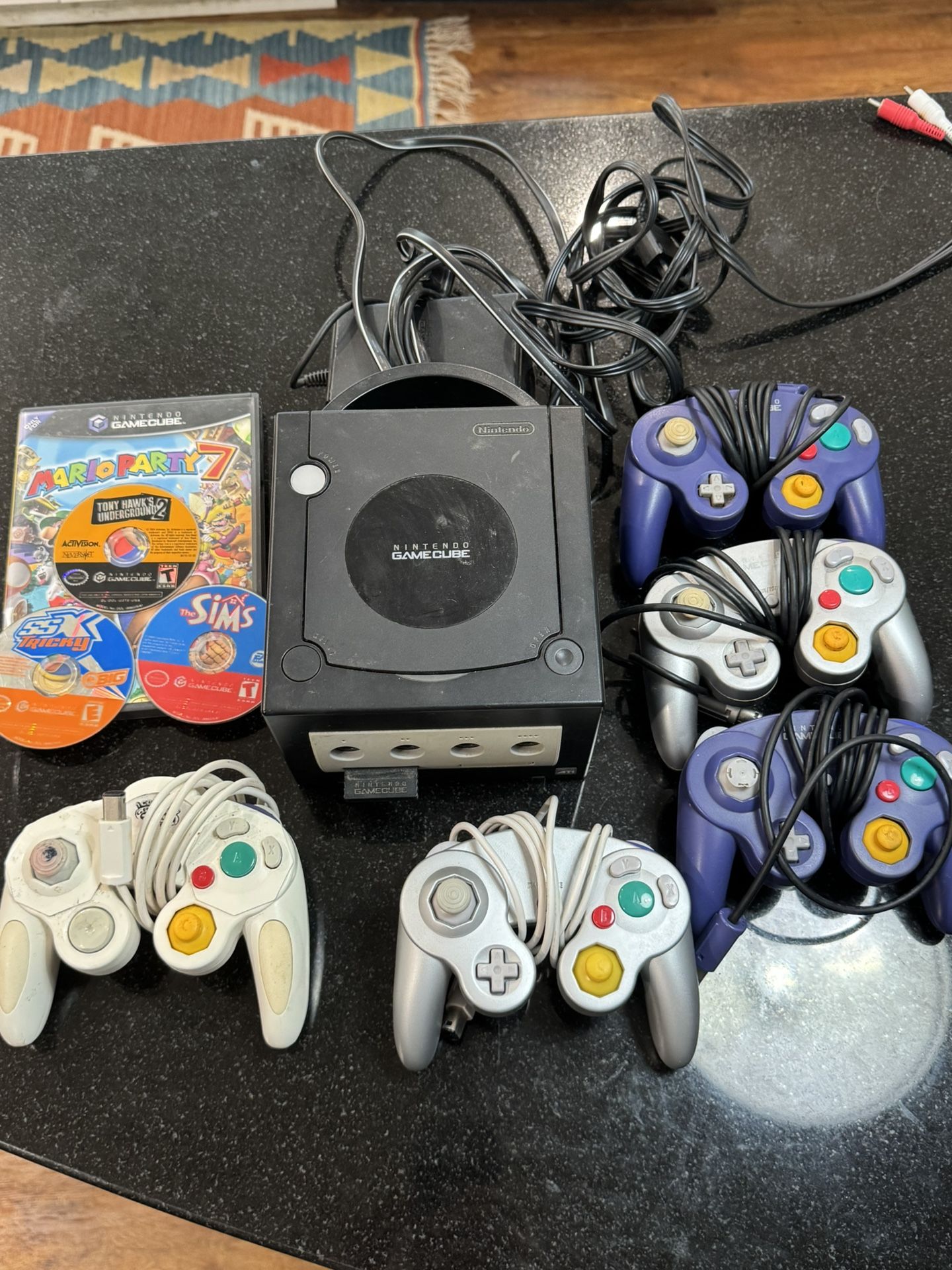 GameCube With 5 Controllers And Games 