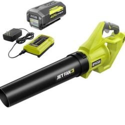 Like-New Ryobi 110 MPH 500 CFM 40-Volt Lithium-Ion Cordless Variable-Speed Jet Fan Leaf Blower with 4.0 Ah Battery and Charger Included  