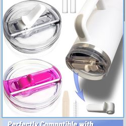 🌟 40 OZ Leak Proof Flip Straw Lid Replacement Fit for Stanley Quencher H2.0 and ProTour Tumbler | 2 Value Pack Tumbler Lid Replacement for Stanley Cu