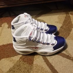 Men's Reebok Question Mid Blue Toe Basketball Shoes Size 8