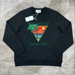 Casablanca Tennis Club Logo Long Sleeve Sweatshirt Black 