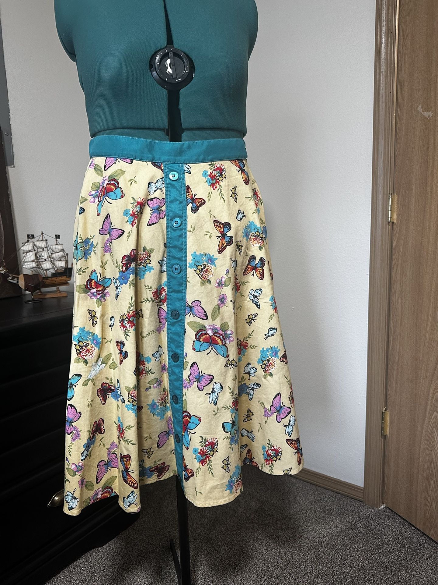 Yellow And Blue Butterfly Skirt