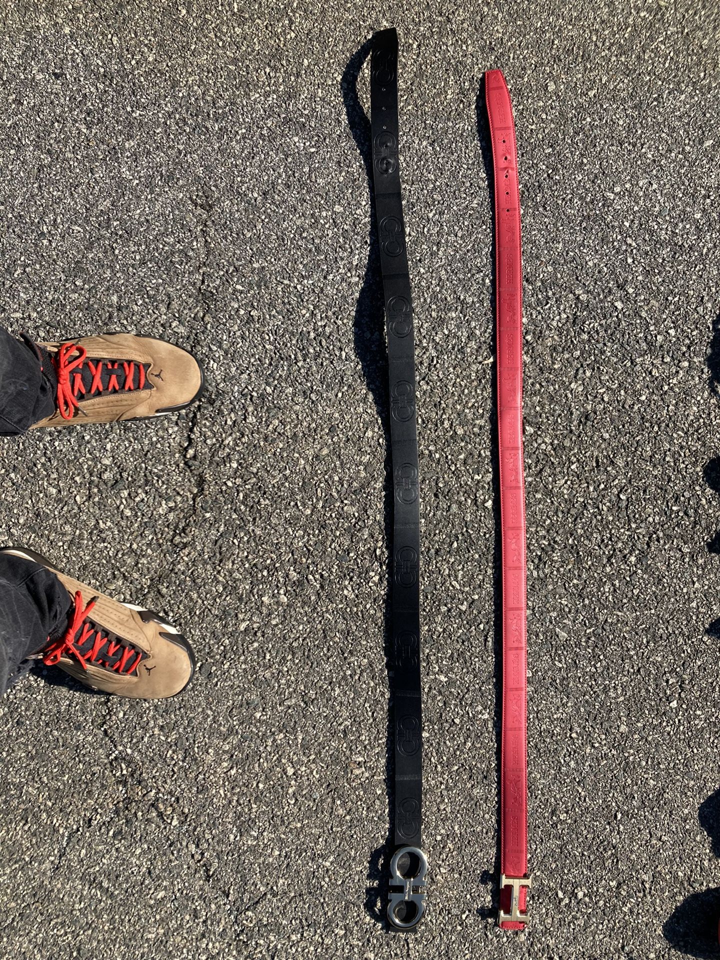 Red Hermes Belt & Black Ferragamo Belt