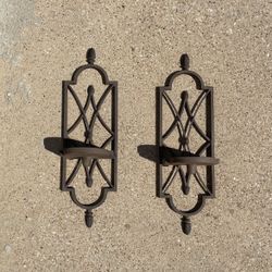 Vintage Wrought Iron Southern Living Outdoor Candle Sconces Set Of 2