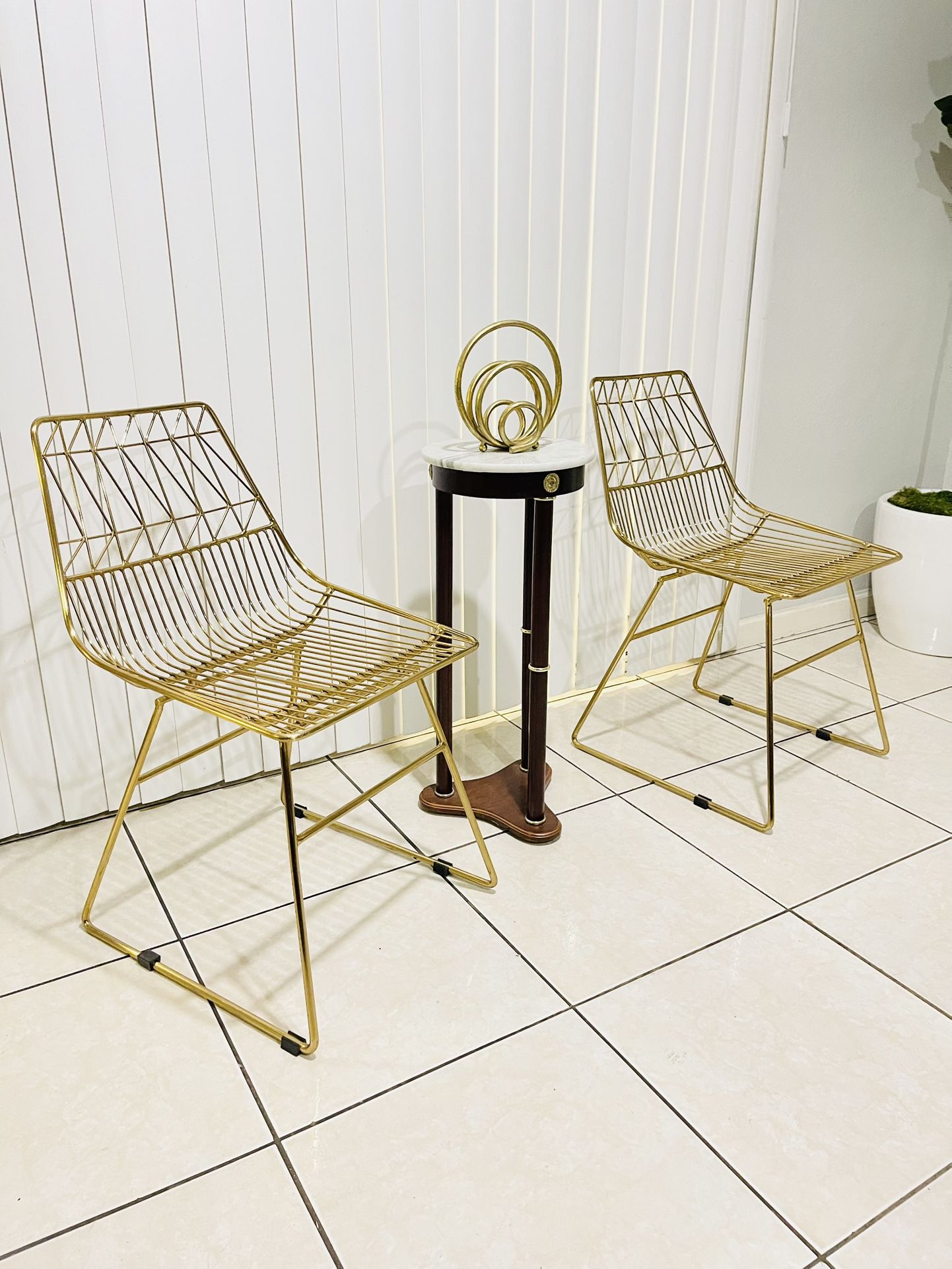 Golden Chairs …. Gold Tone French Metal Dining Chairs 2-Pack Chairs