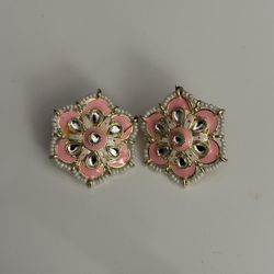New | Indian Handpainted Pink Studs