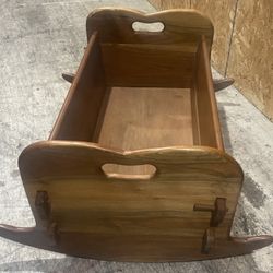 Solid Wood Vintage Rocking Baby Cradle