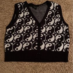 Black And White Yin-Yang Sweater Vest