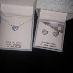 Sterling Silver Necklace And Earrings 