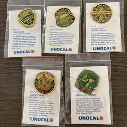 5x NEW VTG-Unocal 76 Oakland Athletics baseball pins