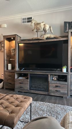 TV Entertainment Center with Electric Fireplace – Great Condition – $350