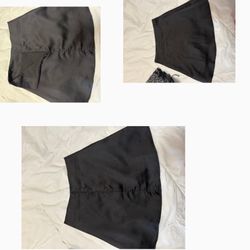 Black satin plain mini skirt