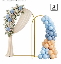 Metal Arch Backdrop Stand 2 Set (7.2FT/6FT), Gold Wedding Arch Frame for Wedding, Baby Shower, Birthday, Ceremony, Party Decor