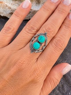 Santa Rosa Turquoise Silver Ring Sz 8