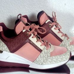 Michael Kors Georgie Trainer Sneakers Pink/Burgundy Size 9 NWOT
