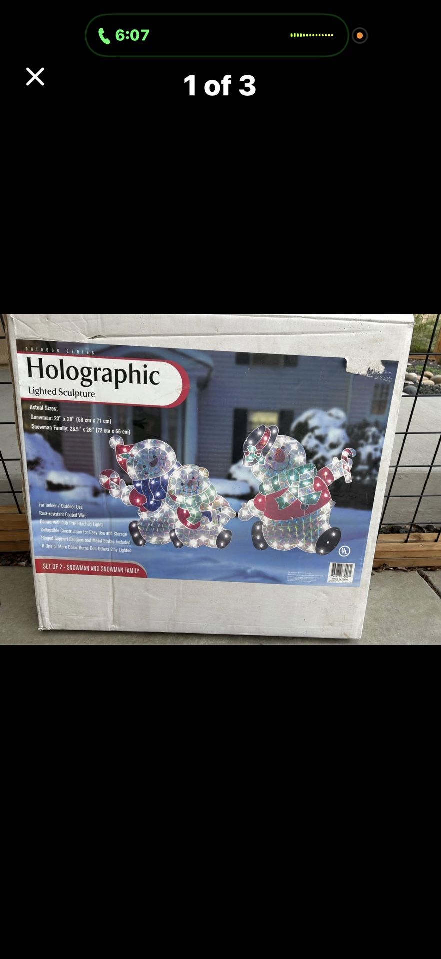 holographic lighted snowman family Christmas outdoor decor