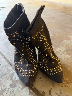 Black Suede Studded Ankle Boots