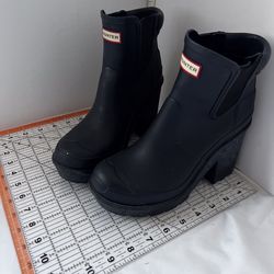 Hunter Original Chunky Platform Heeled Boots Color BLUE Size US 6