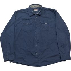 Wrangler Authentics Men’s Dark Grey Pocketed Long Sleeve Button Up Size XL