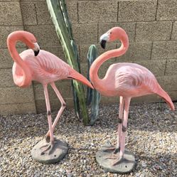 Mid-century Vintage Pink Garden Yard Flamingos