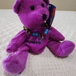 RARE Treasure Bears Purple COMPASSION Asian Influence K&K Game Beanie Plush Bear
