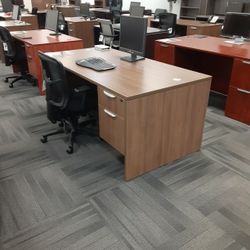 Large Modern Walnut Straight Desk 71"×36"