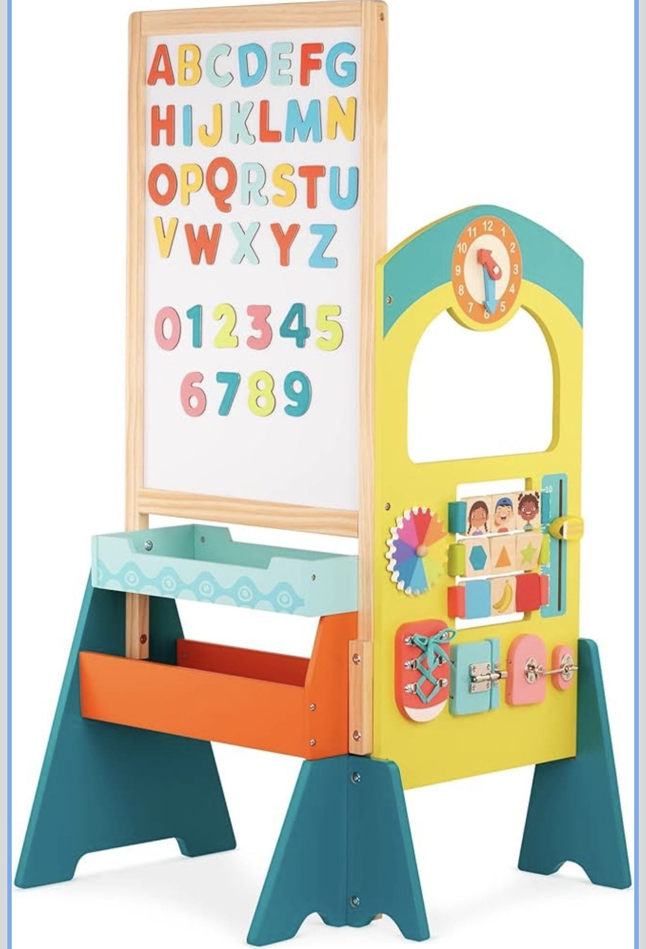 NEW B. toys – School Play Set – Whiteboard & Chalkboard – 36 Magnetic Letters & Numbers
